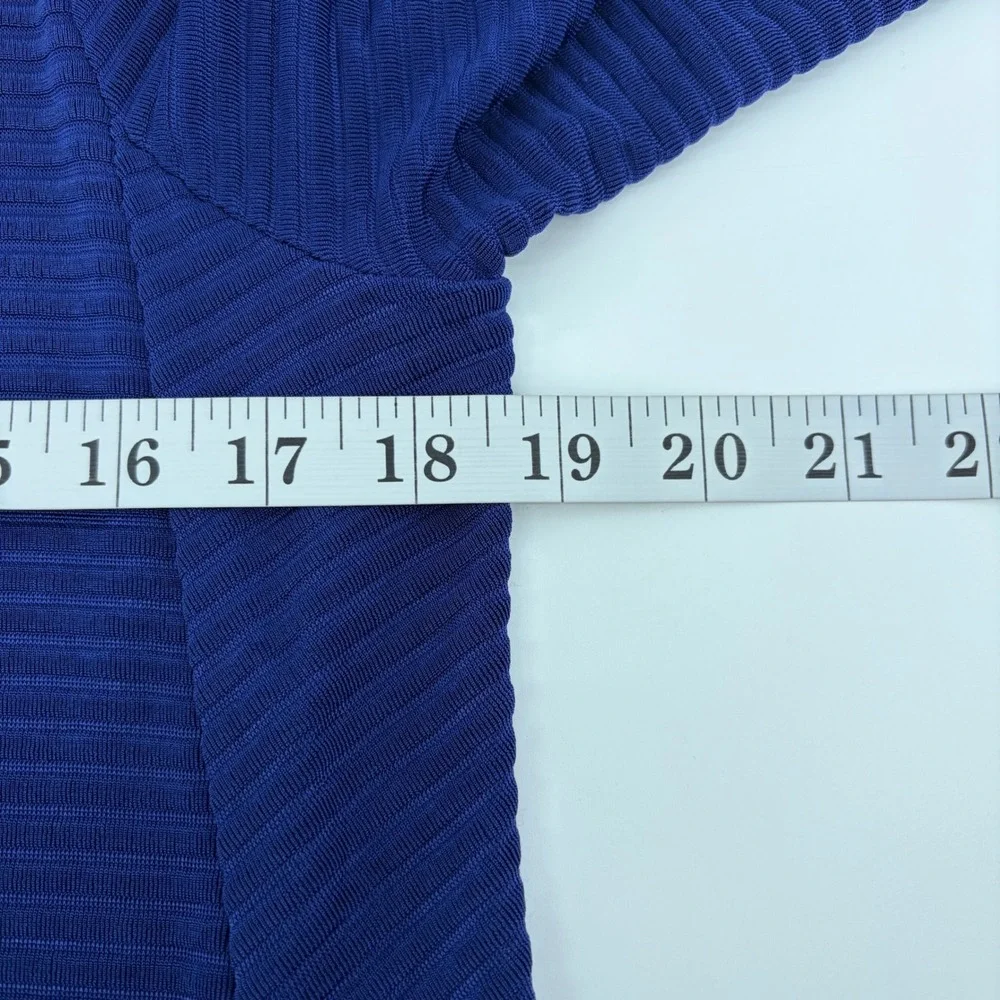 Chico's Travelers Womens 0 Small Blue Open Front Cardigan Ribbed Draped Jacket